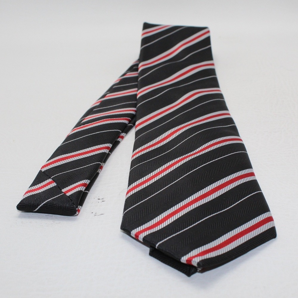 Andrea Franceschi Roma Men Silk Tie New Italy Striped Black Red White Narrow NIP
